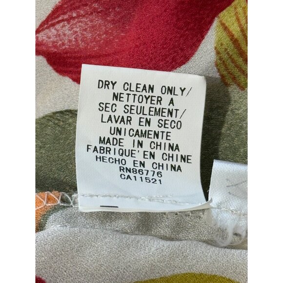 Due Per Due Women's 14W Top Silk Long Sleeve Button-Up Blouse Floral White Red - Picture 8 of 8